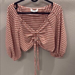 DO+BE Brown Checkered Women's Top